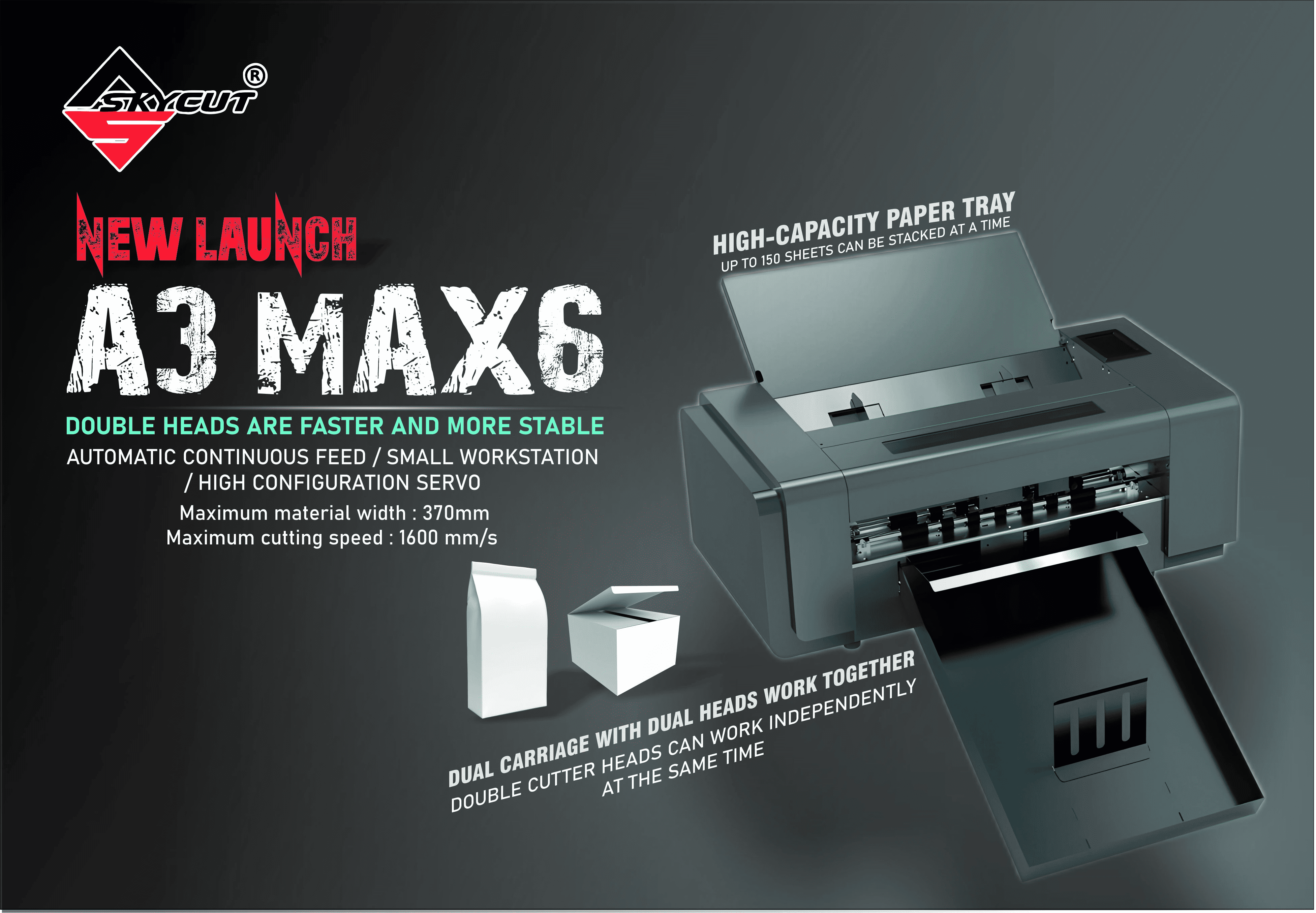 Auto Feeder Cutting Plotter | A3 MAX 6 Dual Carriage High Speed Automatic label Cutter thumbnail 2