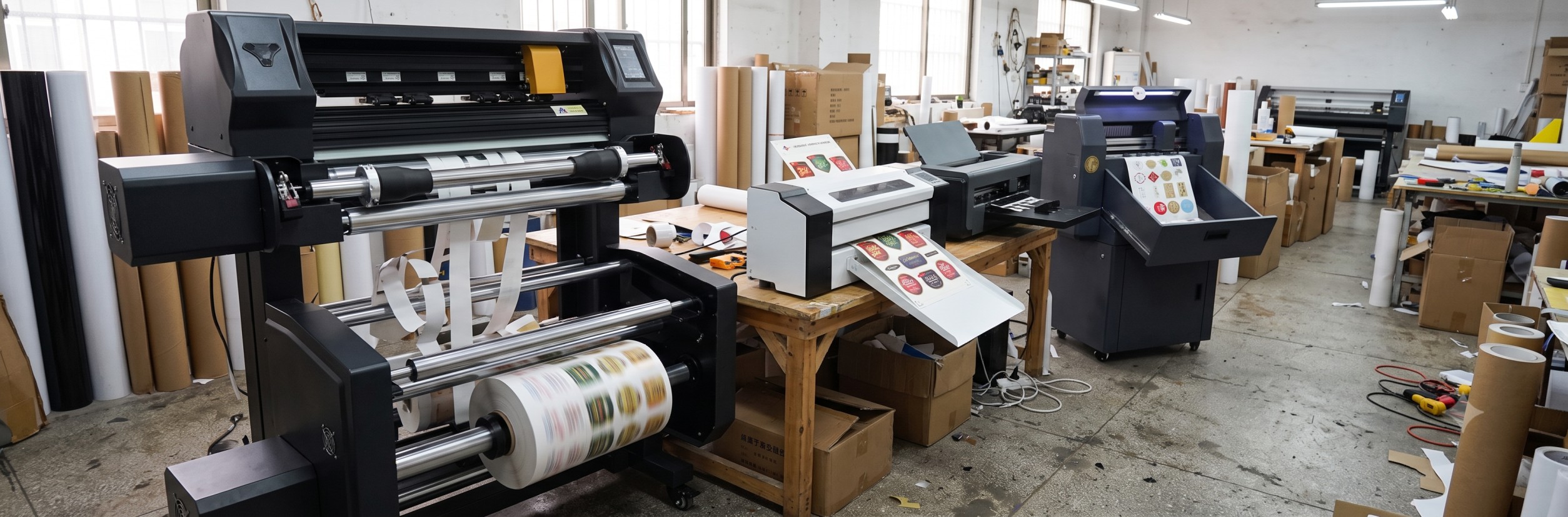 auto take-up reel winding cut vinyl on auto feeder plotter
