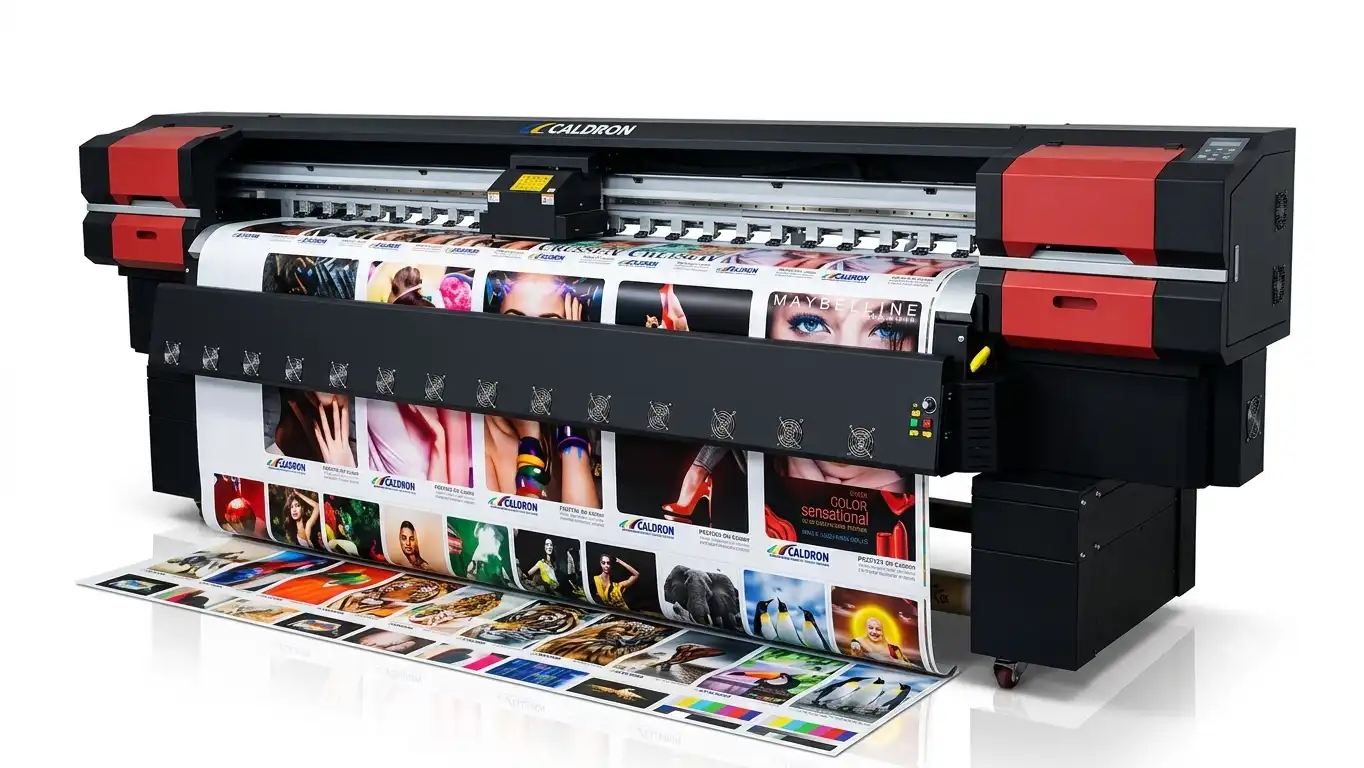 Wide-format printer running a color banner