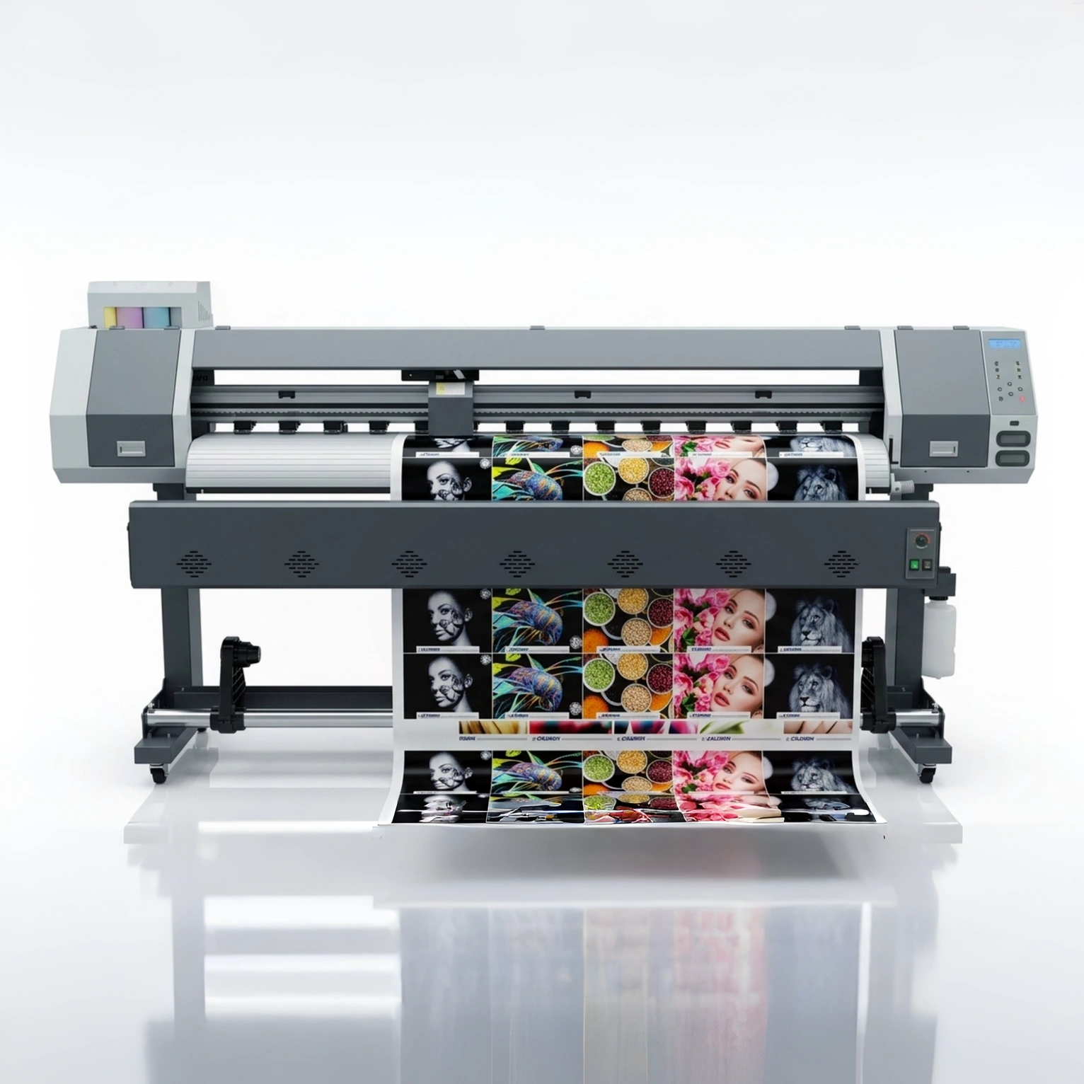 Wide-format printer running a color banner