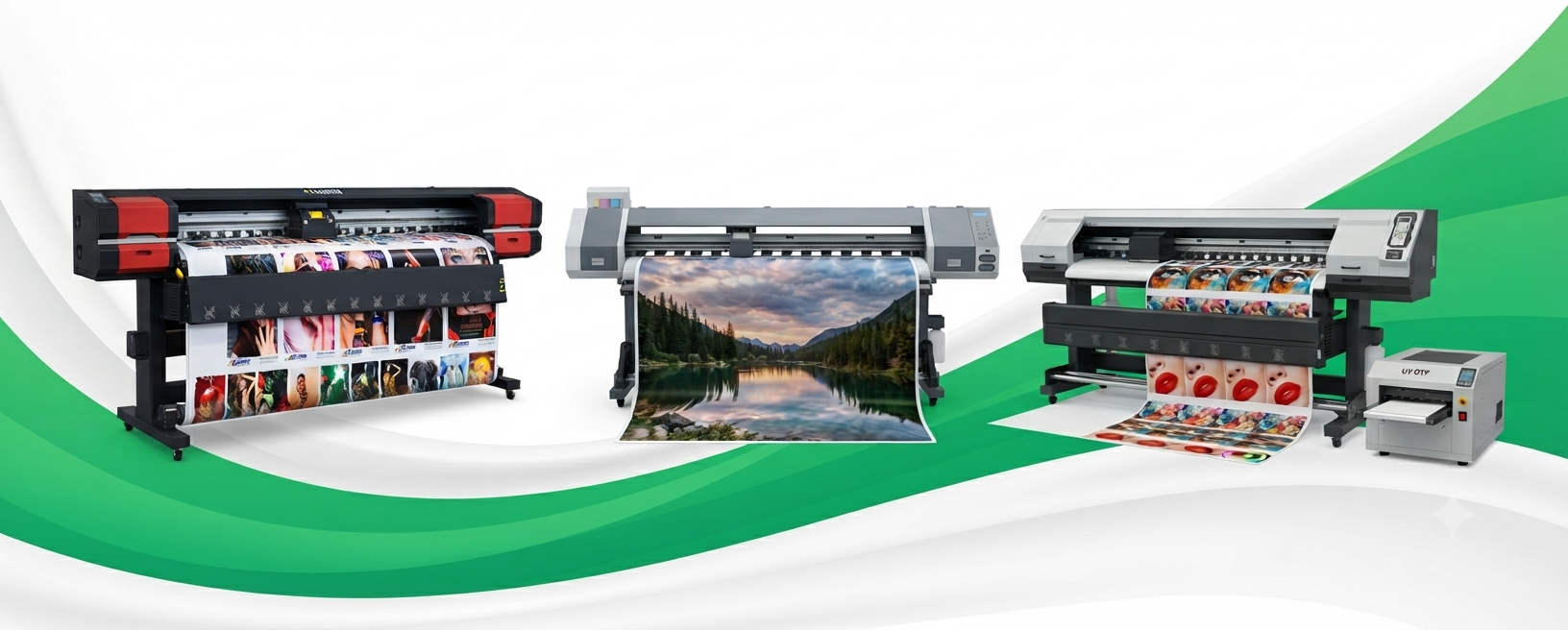 Wide-format printer running a color banner
