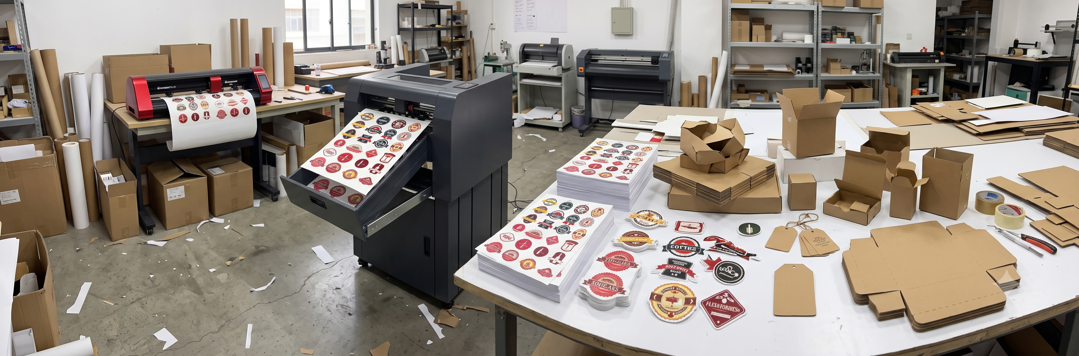 die-less boxes stickers and stencils made on dual head plotter