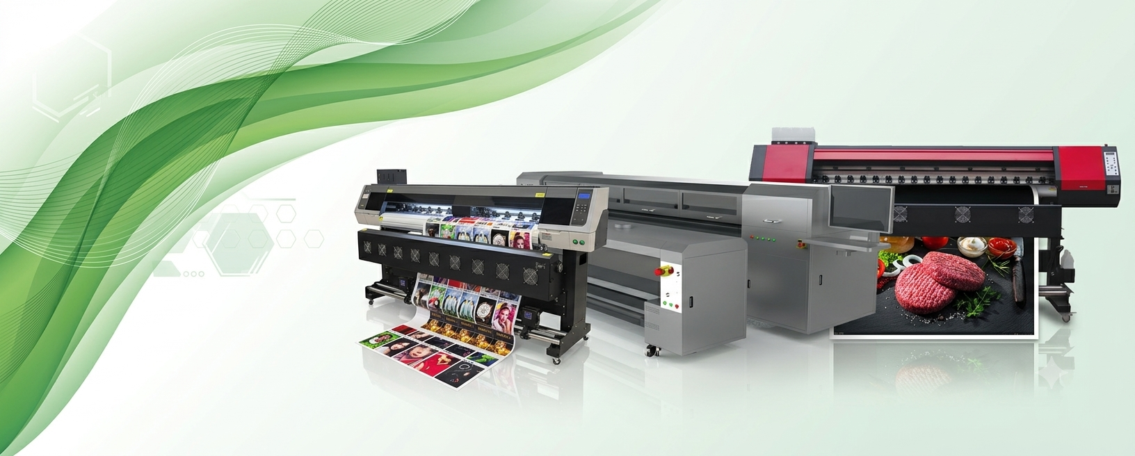 Wide format eco solvent printer running a banner